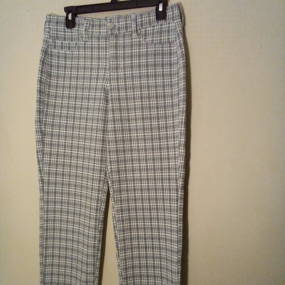 Liverpool Pants - Liverpool Pants Women 10 Stretch Straight Plaid Blue Brown